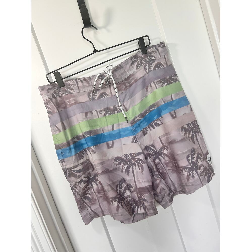Spicy Tuna Men's Tropical Palm Tree Board Swim Trunks Beach Multicolor Size XL‎